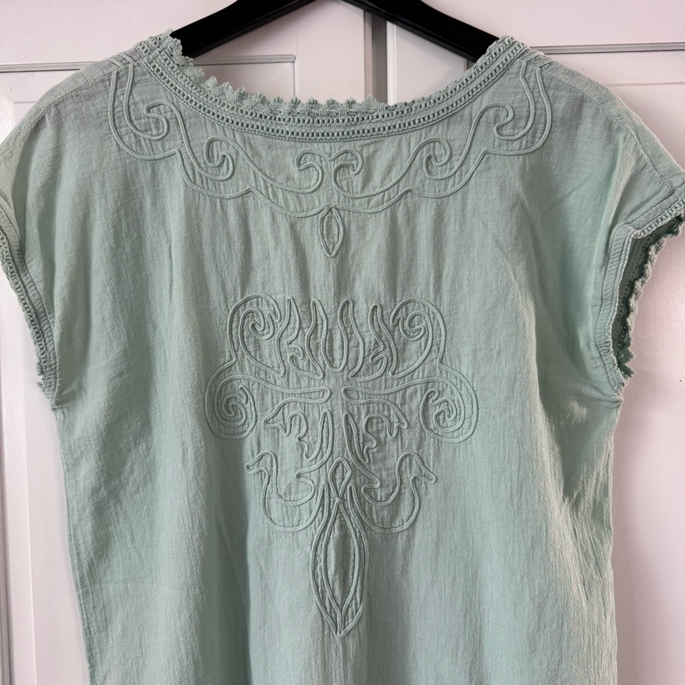Soft Surroundings Womens Aqua Tunic Boho Size XS Embroidery and detailed trim. - Picture 10 of 11